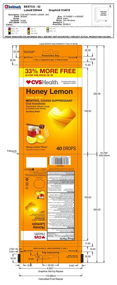 Cvs Honey Lemon Cough Drops 40ct (Cvs Honey Lemon 40ct 502049 6 1 2015)